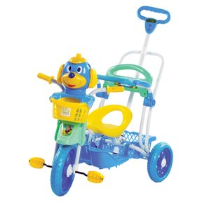 Triciclo-Cachorrinho-com-Capota-Azul-3-Em-1---Passeio-Pedal-e-Balanco-Bel